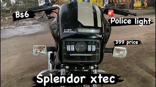 Splendor xtec LED projector headlight police light installation  splendor plus xtec modified [upl. by Serafina505]