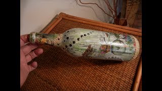 How to UpcycleDecoupage Glass Bottle  DIY  3 [upl. by Macy]