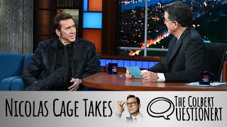 Nicolas Cage Takes The Colbert Questionert [upl. by Elleirua]