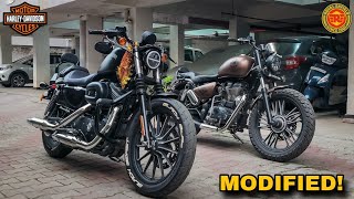 Modified Royal Enfield Thunderbird 500 vs Harley Davidson 883  Harley jaisi Modification  MxK [upl. by Cathie]