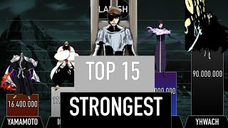 TOP 15 STRONGEST BLEACH CHARACTERS POWER LEVELS  New scaling [upl. by Hannad513]