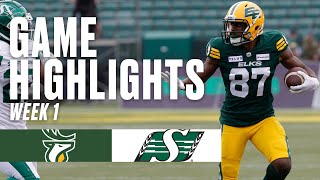 GAME HIGHLIGHTS Week 1 Edmonton Elks vs Saskatchewan Roughriders  230611 [upl. by Aicemak434]