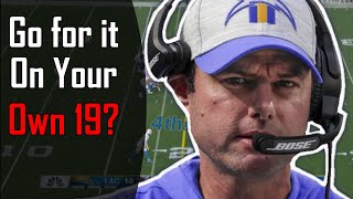 Breaking down Brandon Staleys 4th down call in the Los Angeles Chargers Vs Las Vegas Raiders game [upl. by Auhsej]