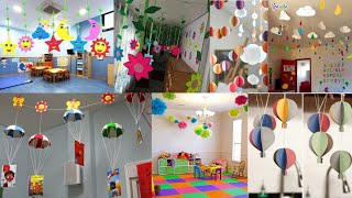 Preschool hanging decoration ideasclassroom roof decoration designPaper decoration design [upl. by Ressler844]