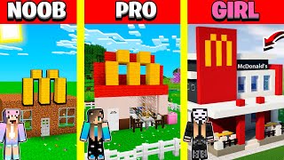 Minecraft Battle MCDONALDS RESTAURANT BUILD CHALLENGE  NOOB vs PRO vs GIRL  Animation [upl. by Armington]