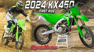 ALLNEW 2024 KX450 ✅ FIRST RIDE  Cycle News [upl. by Allie]