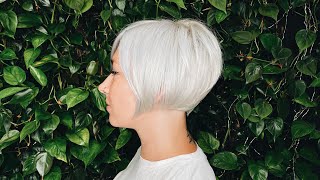 SHORT BOB HAIRCUT asymmetrical bob haircut tutorial  NIKITOCHKIN [upl. by Goodspeed]