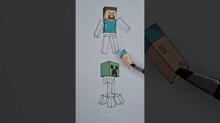 Minecraft Steve and Creeper paper puzzle challenge shorts viral art [upl. by Lseil]