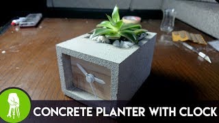 Making Concrete Planter With Clock From Styrofoam Mold [upl. by Acemat]