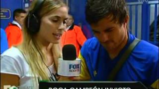 Beso entre Dario Cvitanich y Cecilia Bonelli en la entrevista tras el título de Boca Jrs [upl. by Broder]