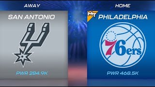 San Antonio Spurs vs Philadelphia 76ers  Garnet Tourneys Round 2 Game 2  NBA 2K Mobile [upl. by Eb]