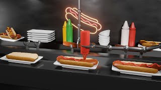 Hot Dog Factory  Satisfying Loop Animation in Blender [upl. by Ankney]