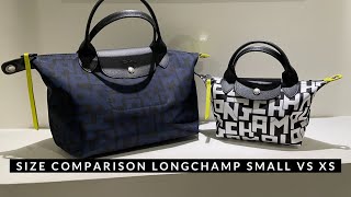 Longchamp Le Pliage Top Handle Small VS XS Size ComparisonWhat FitsMod Shots [upl. by Mussman63]