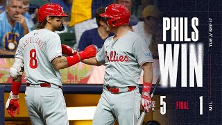 Phillies vs Brewers Game Highlights 91724  MLB Highlights [upl. by Idnerb449]