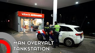 Man overvalt tankstation medewerker bedreigd met mes [upl. by Ij860]