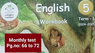 5th std term1 English workbook Monthly Assessment II pg no  66 to 72202425 [upl. by Aicelef]