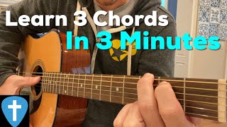 Learn First 3 Chords on Guitar in 3 Minutes  Beginner Lesson  Matt McCoy [upl. by Natsirt]