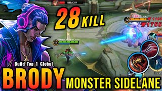 28 Kills Brody The Real Monster Marksman  Build Top 1 Global Brody  MLBB [upl. by Lalage]