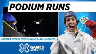 Monster Energy Men’s Snowboard SuperPipe Top 3 Runs  X Games Aspen 2024 [upl. by Nraa]