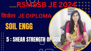 RSMSSB JE Soil Engg Lecture 5  Shear Strength of Soil rsmssbje rsmssbjecivil [upl. by Rialb224]