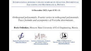 Seminar on Analysis Differential Equations and Mathematical Physics  Boris Osilenker [upl. by Leonor]