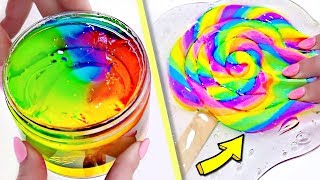 SATISFYING Rainbow SLIME MIXING How Do I Make SLIME [upl. by Drandell]