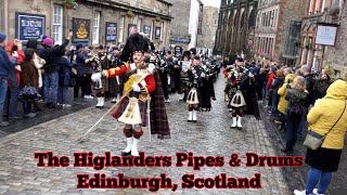 4 SCOTS Pipes amp Drums march UP Edinburghs Royal Mile [upl. by Aldora]