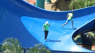 31117 lifeguard training running up slides Volcano bay amp Aventura Cabana Bay Wet n Wild [upl. by Merc863]