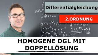 Wie löse ich eine homogene Differentialgleichung 2Ordnung  doppelte homogene Lösung  DGL [upl. by Constantino]