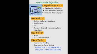 Gentamicin injection kaise use karte hai or kon si bimari me kam aati hai shortvideo post ytshort [upl. by Lexerd]