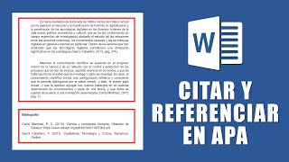 Como Citar Y Referenciar de Forma Automática en Word  Normas APA [upl. by Meggs]