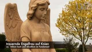 Grabengel Grabstein „Seduto“  Engel für ein Grab als Friedhofsengel aus Sandstein [upl. by Nuriel]