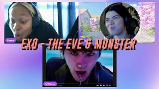 EXO 엑소 전야 前夜 The Eve Dance Practice and EXO 엑소 Monster MV reaction [upl. by Keegan]