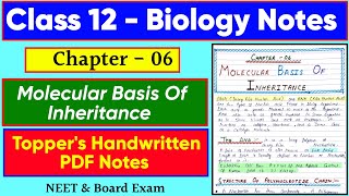 Chapter 6 Molecular Basis Of Inheritance  Class 12 Biology Handwritten PDF Notes  Board Exam [upl. by Siuqram863]