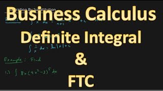 Business Calculus  The Definite Integral And The Fundamental Theorem Of Calculus [upl. by Trish]