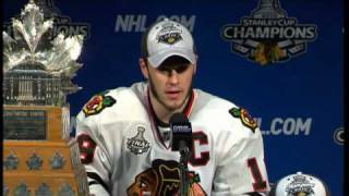 Jonathan Toews talks to the media 6910 [upl. by Barr]