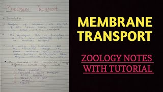 MEMBRANE TRANSPORTMOLECULAR BIOLOGY NOTES Bsc 1st year zoology ZOOLOGYNOTES [upl. by Allbee]