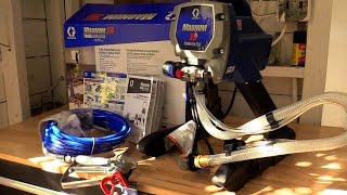 Using My New Graco Magnum X5 Airless Sprayer [upl. by Ahsataj312]