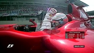 Raikkonen Wins ThreeWay Title Battle in Sao Paulo  2007 Brazilian Grand Prix [upl. by Ahsennod]