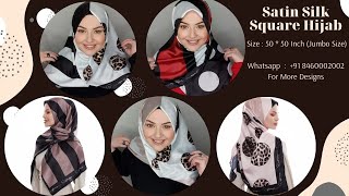 Jumbo Size Printed Satin Silk Square Scarf Hijab Actual View [upl. by Megargee]