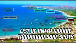 List of Playa Grande Tamarindo Surf Spots [upl. by Acirehs]