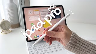 2022 iPad Pro M2 ✨ Aesthetic Unboxing  Apple Pencil and Magic Keyboard Accessories [upl. by Vitoria]