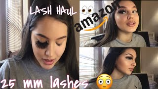 Trying 25mm lashes for the FIRST TIME  Amazon Lash Try Haul amp Try on [upl. by Ehsiom]