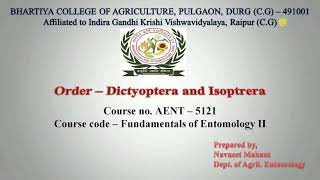 Order Dictyoptera and Isoptera By Navneet Mahant [upl. by Leontina]