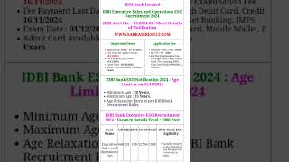 IDBI Bank vacancy 2024 Online Apply idbi [upl. by Anaeco]