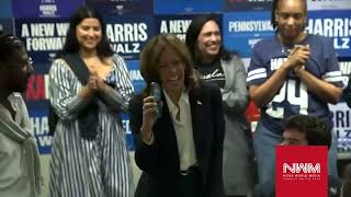 Kamala Harris was caught in an election day gaffe as she was spotted faking a phone call to a voter [upl. by Ettezzus]