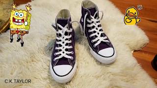 วิธีผูกเชือกรองเท้าconverse แบบใหม่ How to diamond lace converse shoes How to lattice lace shoes [upl. by Dimah]