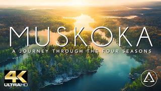 MUSKOKA  CANADA IN 4K DRONE FOOTAGE ULTRA HD  Beautiful Forest Landscapes Footage UHD [upl. by Thomasina]