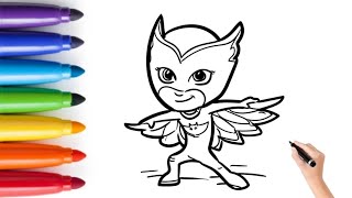 Pj Masks Owlette catboy Drawing How to Draw Owlettle for kids [upl. by Trab]