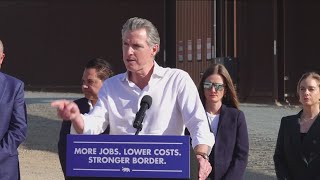 California Governor Newsom visits USMexico border [upl. by Aneerehs]